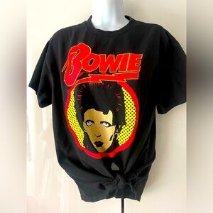 Black David Bowie front tie tee shirt Medium